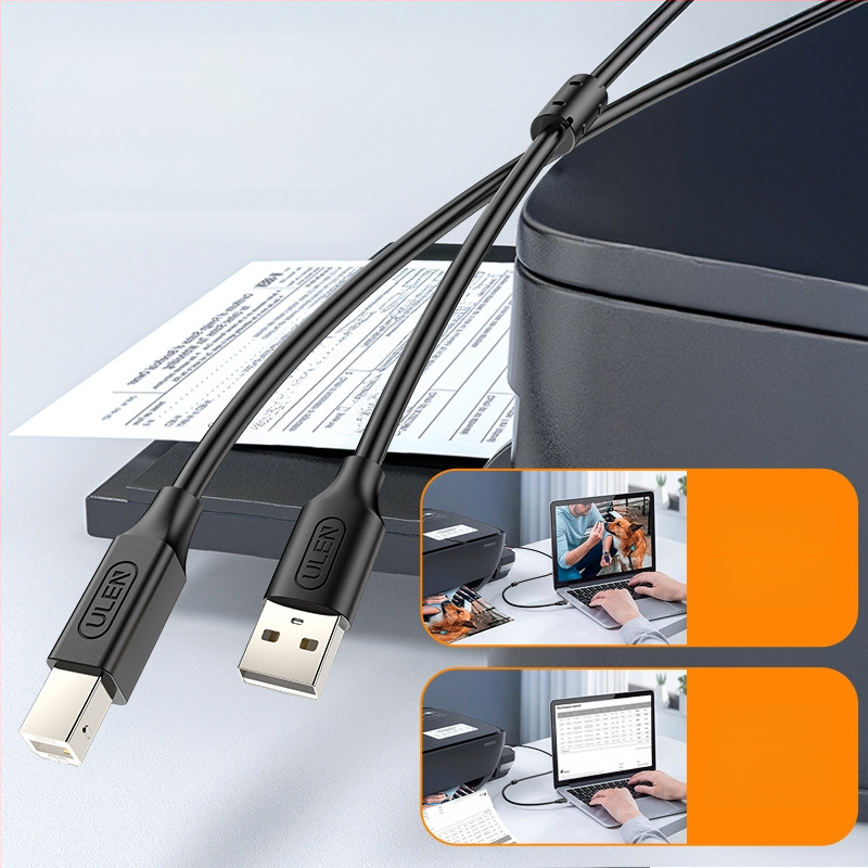 Cabl USB 2.0 pentru imprimantă, cu cupru fără oxigen, cablu de date cu conector pătrat, 1,5 m