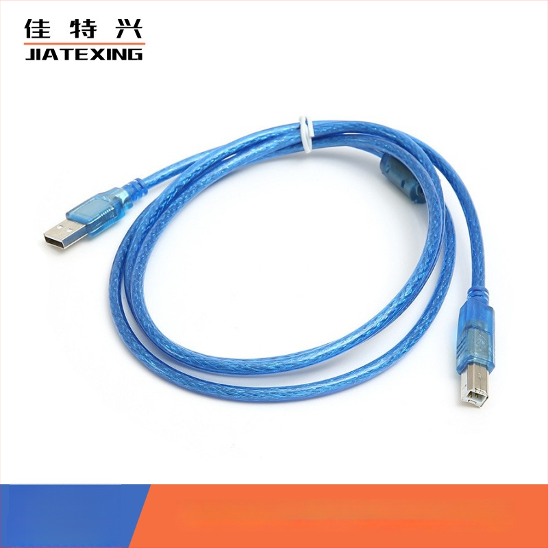 USB kabel za pisač, duljina 1,5 m, prozirno plava, USB 2.0