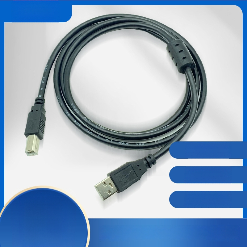 Bakreni USB kabel za podatke s kvadratnim priključkom, duljine 1,5 m, prozirno plavi USB-B kabel za pisač