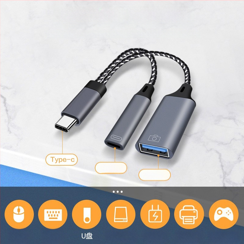 Yinhe BL-35 Type-C 2-in-1 OTG adapteris su USB flash atmintine ir kortų skaitytuvu, pelės palaikymas, suderinamas su iPad Pro