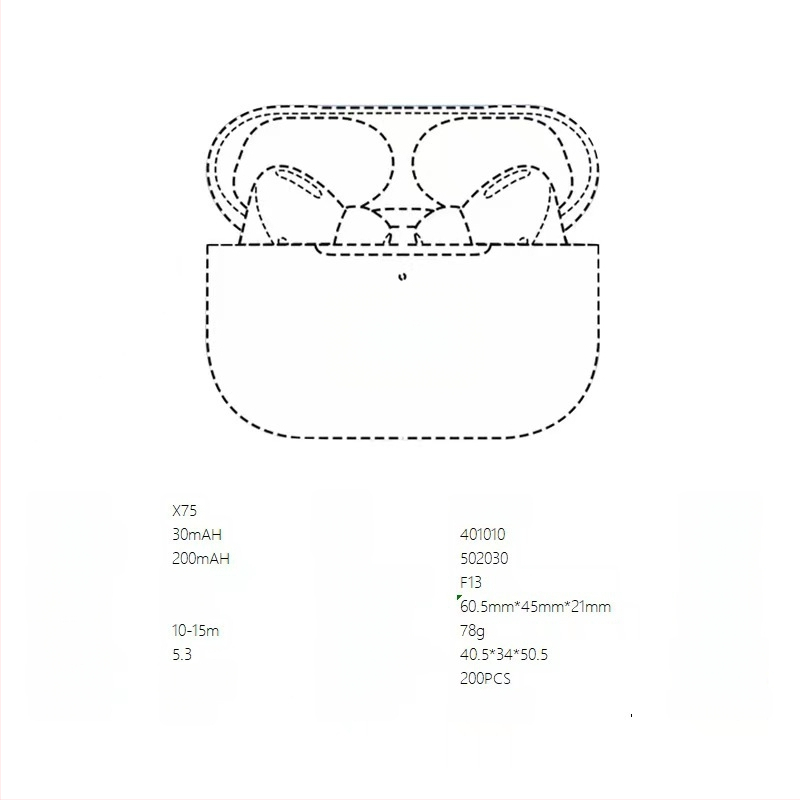 Belaidės Bluetooth ausinės, sportinio stiliaus (Bluetooth 5.3, 10 m nuotolis, In-ear stereo, dviejų pusių, iki 4 valandų baterijos)