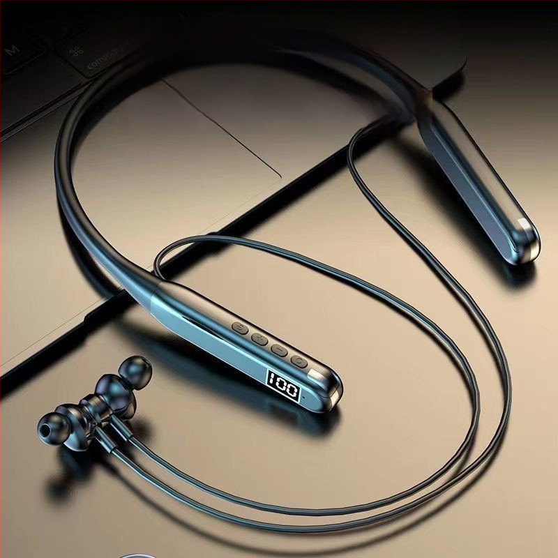 Beveidės kaklo juostos ausinės sportui – stereo garsas, ilgai veikiantis akumuliatorius (>8 val.), Bluetooth 5.4, 10 m diapazonas, atsparios vandeniui, in-ear