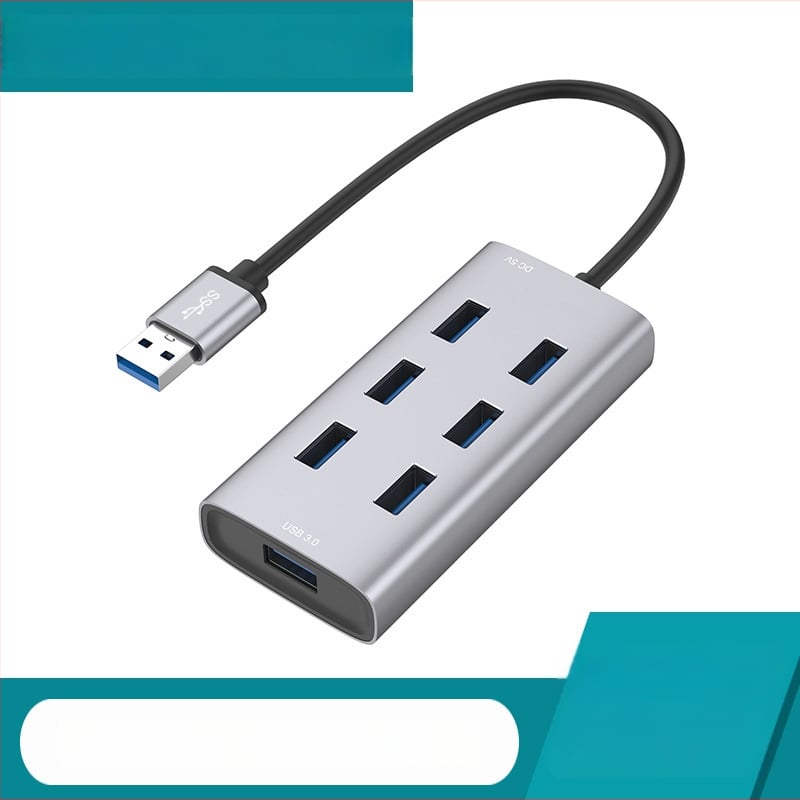 Willies USB 3.0 hub cu 7 porturi, docking de extindere din aluminiu, alimentat prin USB (fără sursă externă), model 8108