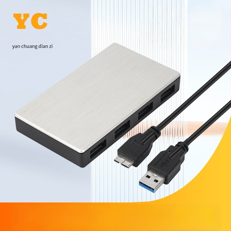 4-portni USB hub s plastičnim kućištem, USB-C sučelje, brzina prijenosa 5 Gbps