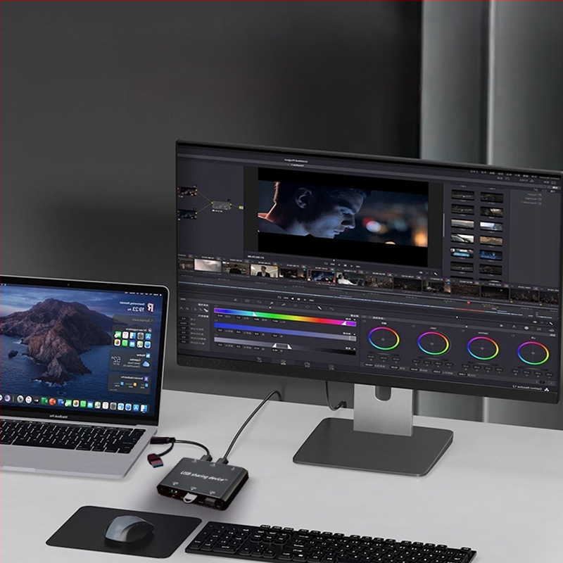 USB inteligentné zdieľanie zariadenie s KVM, kábel na prenos údajov, klávesnica a myš, USB-C rozhranie