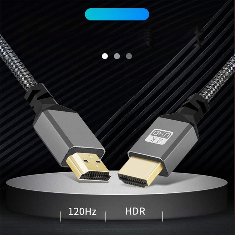HDMI dvojitý samec kábel 2.0, šitý hliníkový plášť, bezoxidová meď, video kábel pre PC/projektor