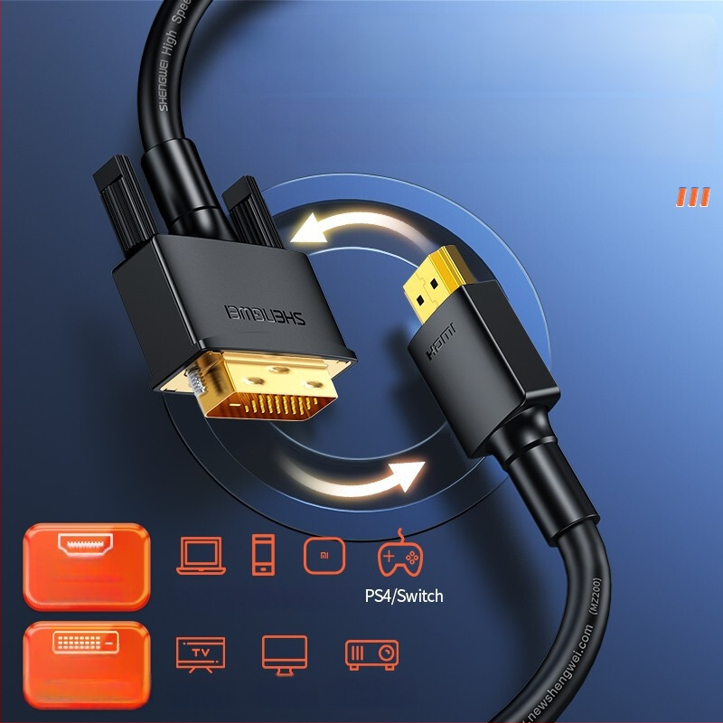 HDMI-DVI dvosmerni pretvarački kabel, 4K HD, za PC i projektor, pretvarač DVI u HDMI
