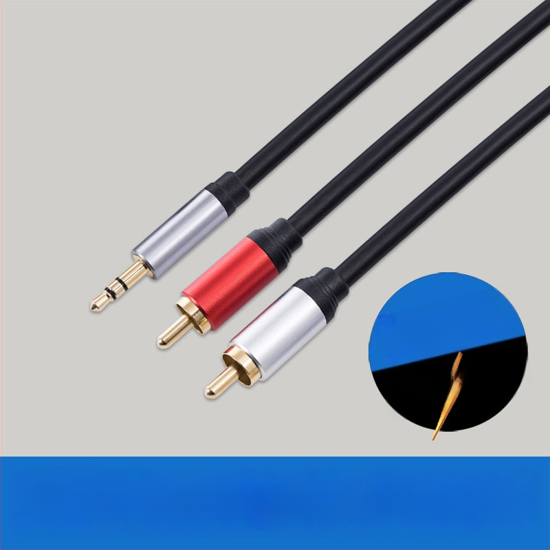 Audio kabel 3,5 mm na dvostruki RCA utikač za mobitele, 1 na 2 audio kabel, zlatni premaz, model FL12