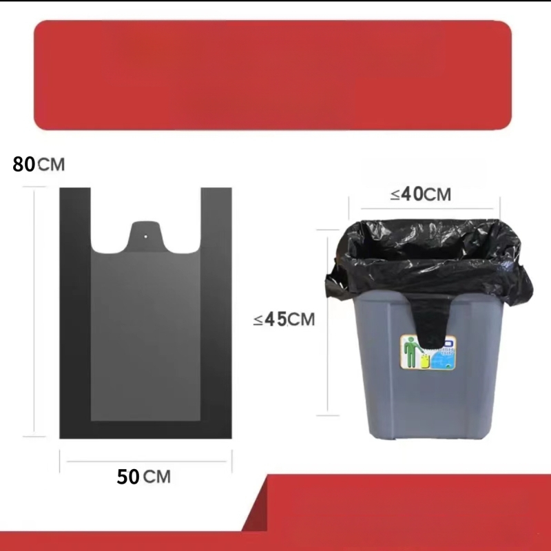 Vestu stiliaus šiukšlių maišai, vienkartiniai, sustorinti PE (Medžiaga: PE; Biologiškai skaidyti: Ne; Stilius: Liemenės stiliaus; Vienkartiniai: Taip; Storis: Sustorintas)