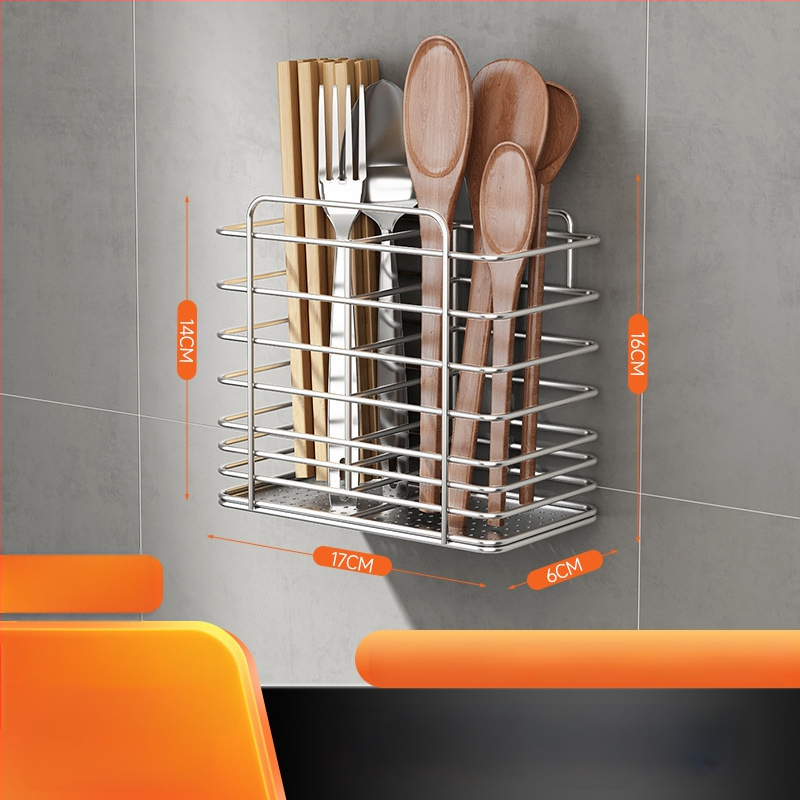 Rozsdamentes acélból készült falra szerelhető konyhai eszköztartó – pálcikákhoz, késekhez és kanálokhoz, multifunkcionális