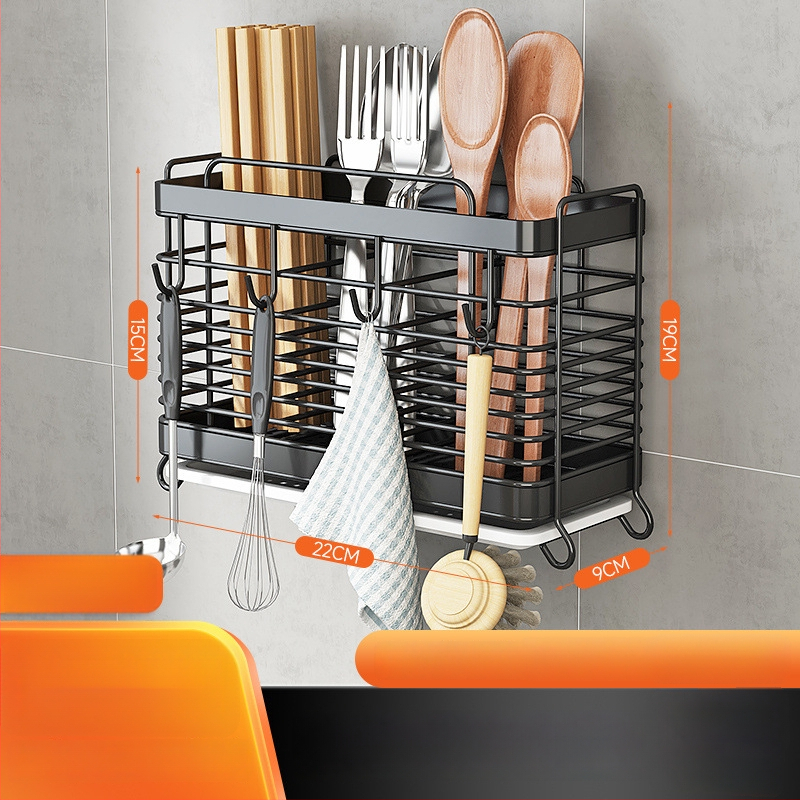 Rozsdamentes acélból készült falra szerelhető konyhai eszköztartó – pálcikákhoz, késekhez és kanálokhoz, multifunkcionális