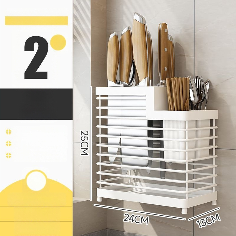 Rozsdamentes acélból készült falra szerelhető konyhai eszköztartó – pálcikákhoz, késekhez és kanálokhoz, multifunkcionális