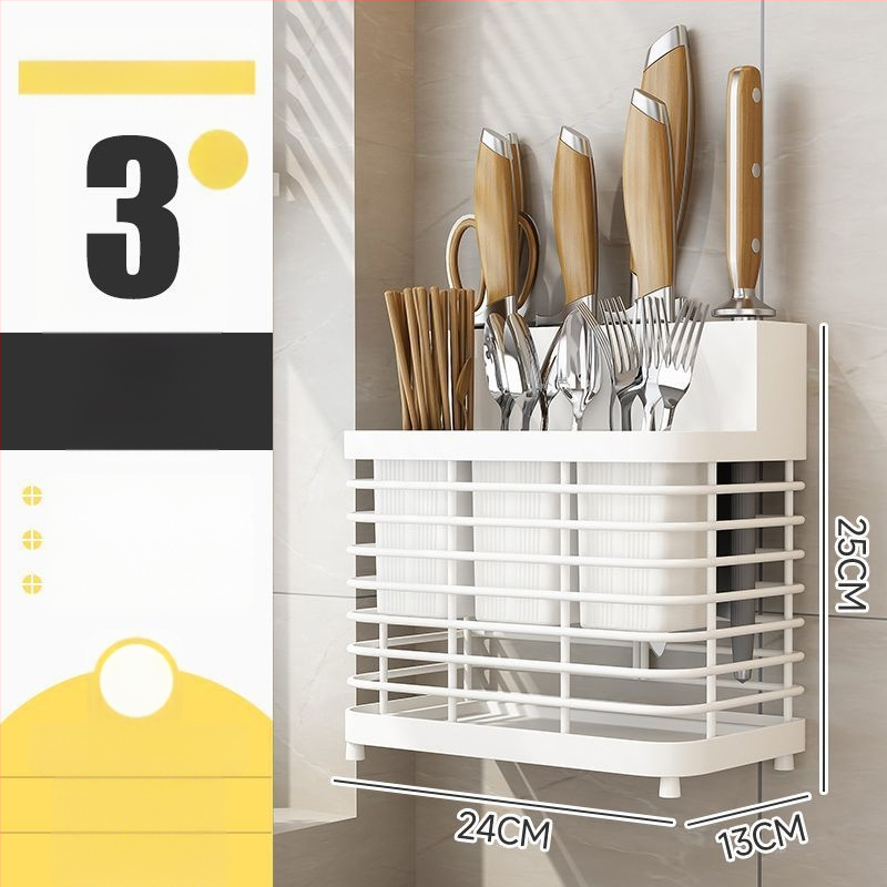 Rozsdamentes acélból készült falra szerelhető konyhai eszköztartó – pálcikákhoz, késekhez és kanálokhoz, multifunkcionális