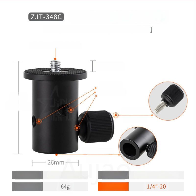 Adaptor pentru suport de iluminat 1/4-inch, pentru studio și transmisiuni live, bază cu filet 3/8-inch