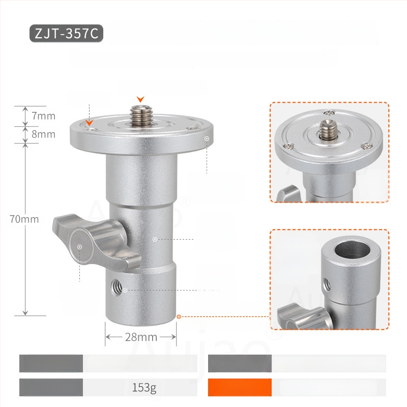 Adaptor pentru suport de iluminat 1/4-inch, pentru studio și transmisiuni live, bază cu filet 3/8-inch