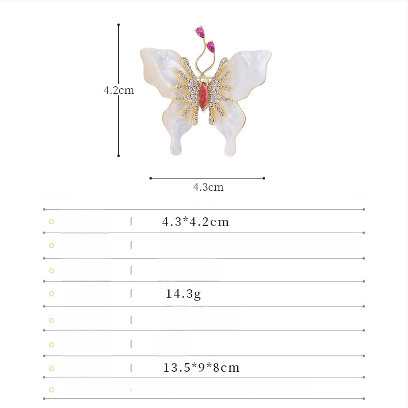 Καρφίτσα πεταλούδας για γυναίκες, οικολογικός χαλκός με ζιρκόν σε επένδυση, γυναικείο στυλ μόδας, Χειμώνας 2025