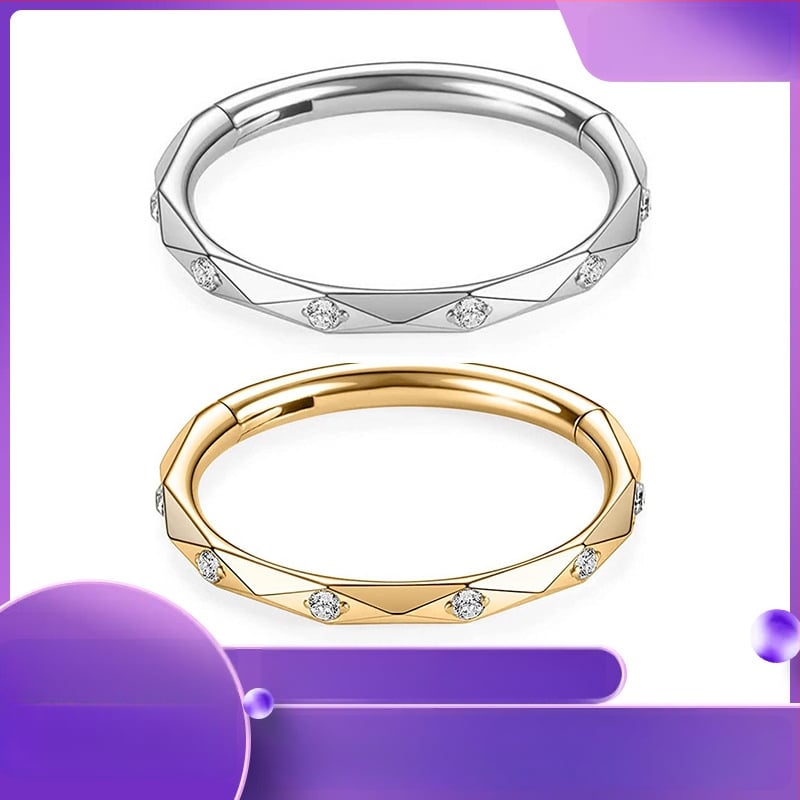 Zessen γεωμετρικό δαχτυλίδι μύτης από ανοξείδωτο ατσάλι με ζιρκόν κρύσταλλα