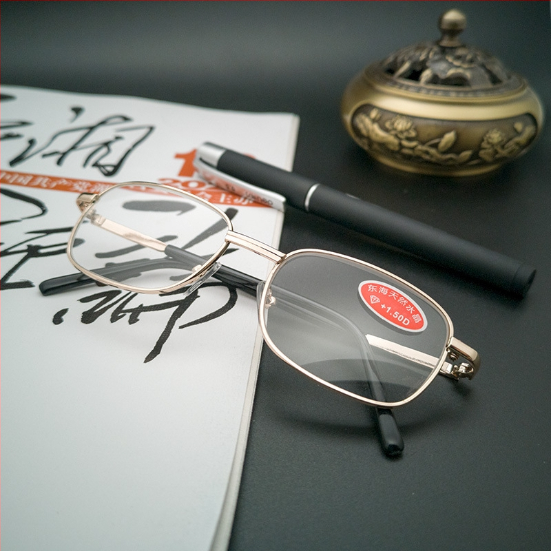 Очила за четене, метална рамка, стъклени лещи, пълна рамка, за лица с малък размер, възрастни мъже, бизнес стил