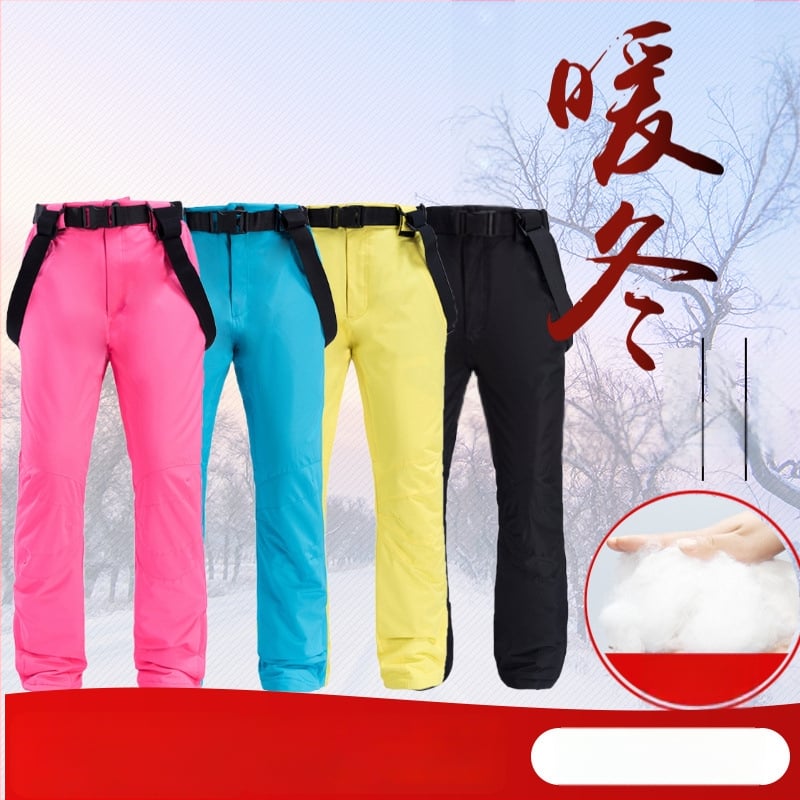 Unisex hlače za skijanje s odvojivim naramenicama, vodootporne i otporne na vjetar, s debelim izolacijskim punilom od umjetne svile-pamučne smjese