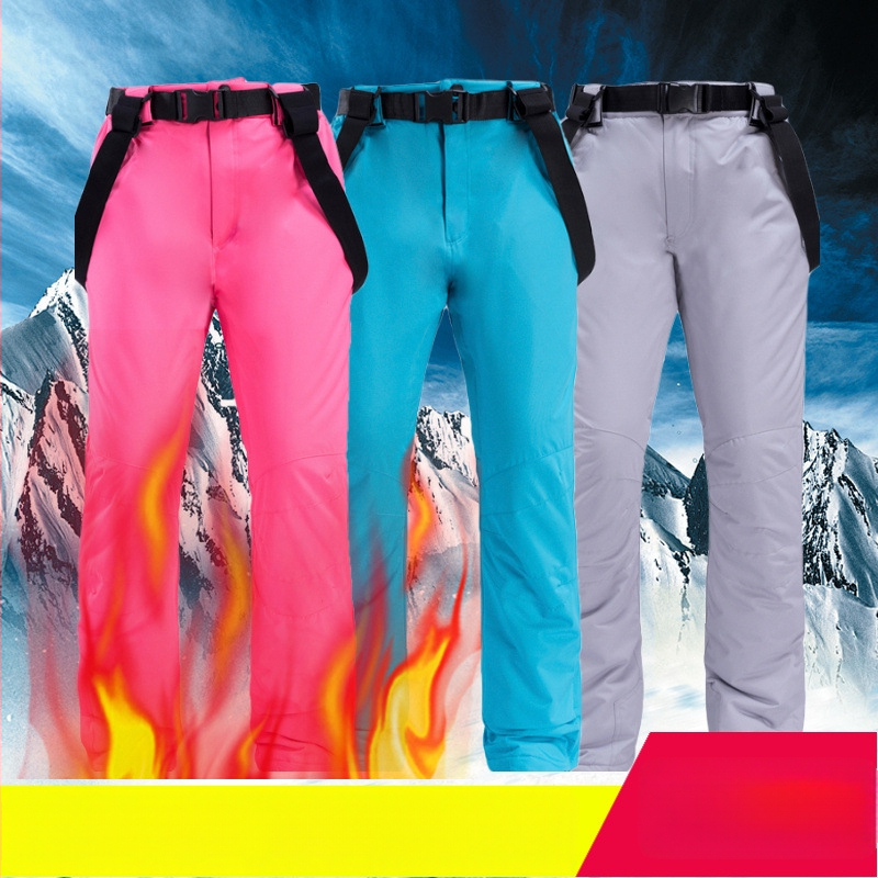 Unisex hlače za skijanje s odvojivim naramenicama, vodootporne i otporne na vjetar, s debelim izolacijskim punilom od umjetne svile-pamučne smjese