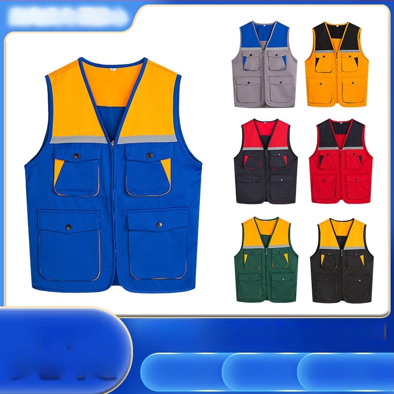 Инструментална работна жилетка с контрастен дизайн, памук 99%, подплата акрил, цип, патч джобове