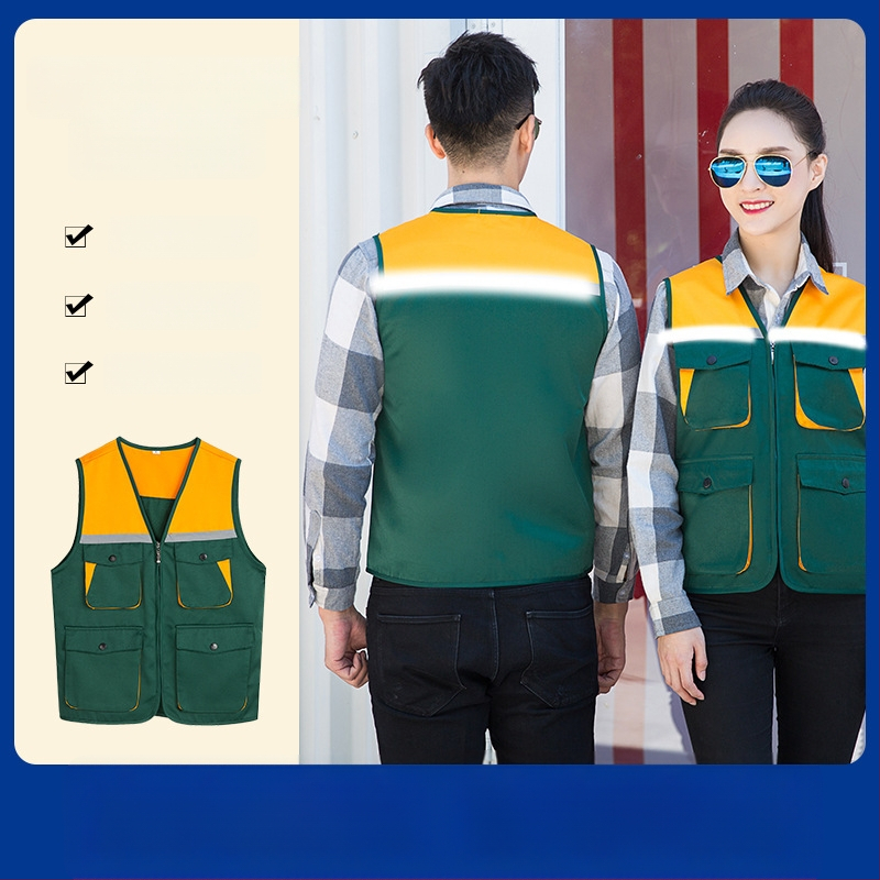 Инструментална работна жилетка с контрастен дизайн, памук 99%, подплата акрил, цип, патч джобове