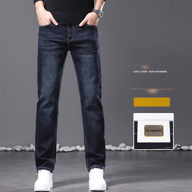 Αντρικά τζιν ίσια γραμμή, μεσαία μέση, denim 92% βαμβάκι, παχυνόμενο ύφασμα, φερμουάρ