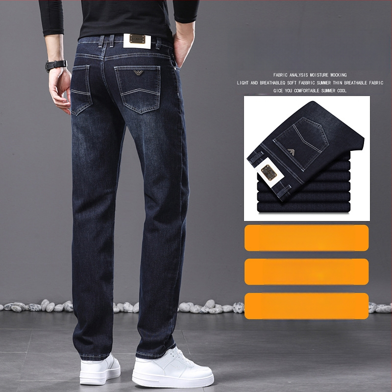 Αντρικά τζιν ίσια γραμμή, μεσαία μέση, denim 92% βαμβάκι, παχυνόμενο ύφασμα, φερμουάρ