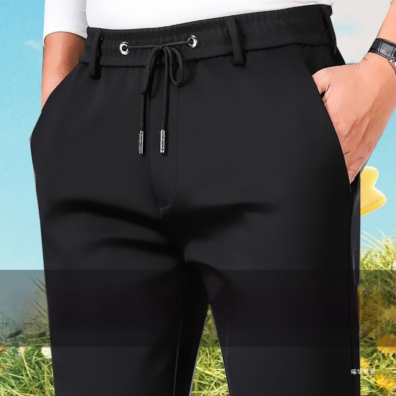 Ανδρικά παντελόνια με ίσιο κόψιμο από τεχνητό δέρμα, γέμισμα από μετάξι-βαμβάκι, μοτίβο μονόχρωμο, παχύ ύφασμα (Κύριο ύφασμα: τεχνητό δέρμα; Γέμισμα: μετάξι-βαμβάκι; Μονόχρωμο σχέδιο; Πυκνότητα: παχύ)