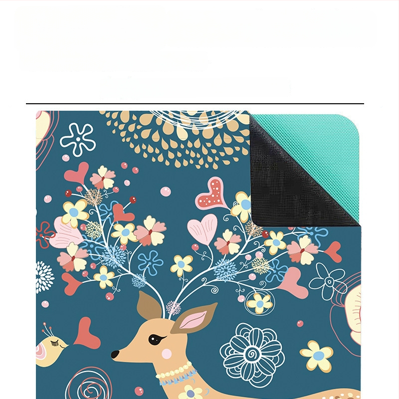 Μάτ γιόγκα με σουέντ εκτύπωση και καρτούν σχέδιο, απορροφά τον ιδρώτα, αντιολισθητικό, φυσικός καουτσούκ, φορητό και διπλούμενο