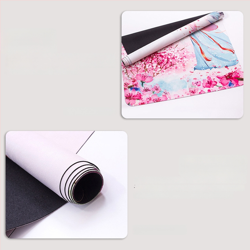 Μάτ γιόγκα με σουέντ εκτύπωση και καρτούν σχέδιο, απορροφά τον ιδρώτα, αντιολισθητικό, φυσικός καουτσούκ, φορητό και διπλούμενο