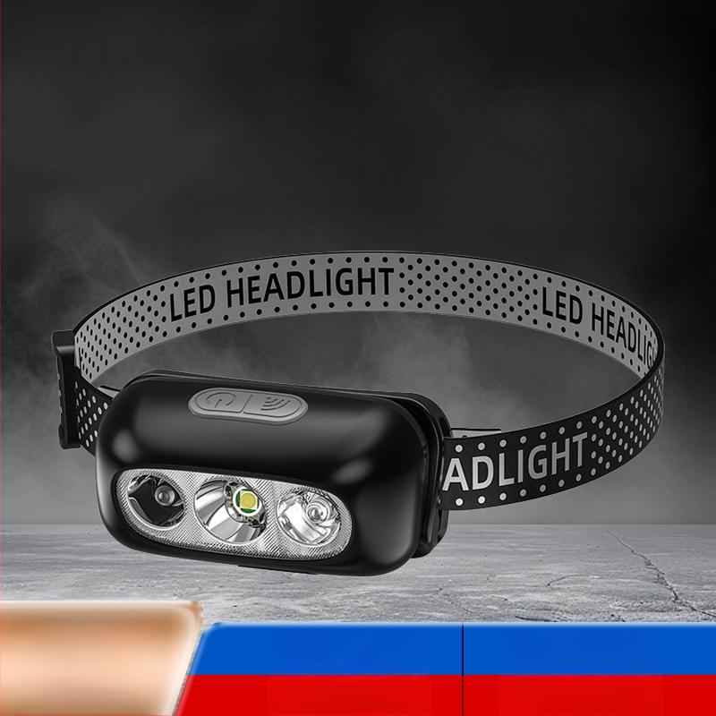 LED fejlámpa — ultra könnyű, újratölthető, 5W, 14500 akkumulátor (400mAh), hatótáv 50 m-ig, kempingezéshez és éjszakai bringázáshoz