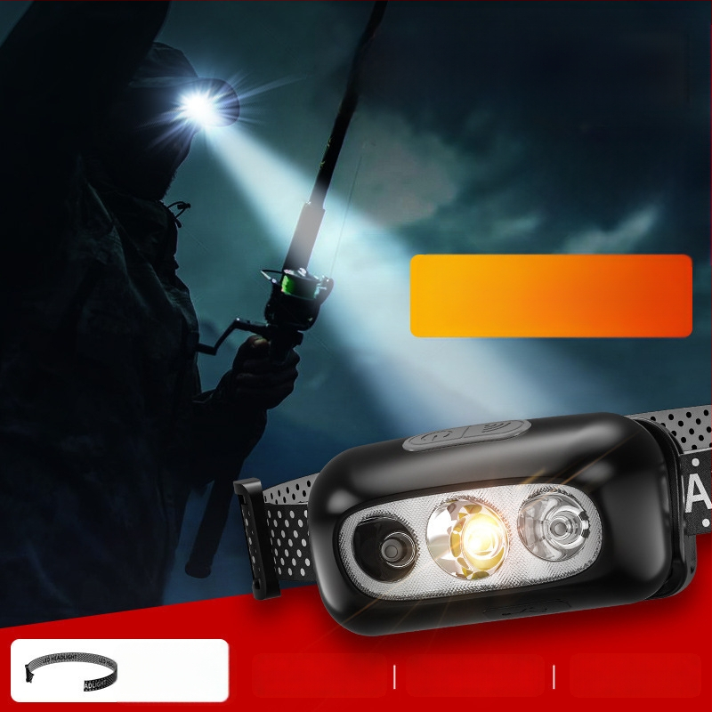 LED fejlámpa — ultra könnyű, újratölthető, 5W, 14500 akkumulátor (400mAh), hatótáv 50 m-ig, kempingezéshez és éjszakai bringázáshoz