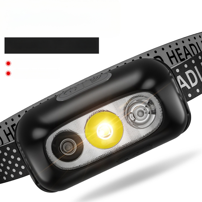 LED fejlámpa — ultra könnyű, újratölthető, 5W, 14500 akkumulátor (400mAh), hatótáv 50 m-ig, kempingezéshez és éjszakai bringázáshoz