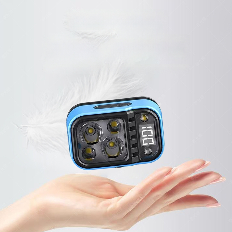 LED fejlámpa digitális kijelzővel, akkumulátoros működés, 500 m sugarú fénysugár, 6 óra üzemidő, súly 52 g