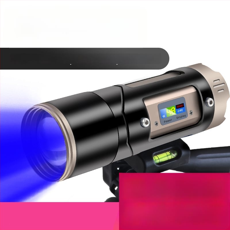 LED horgász lámpa négy fényforrással, zoomolható, 360°-os forgás, vízálló, maximális hatótávolság 200-500 m