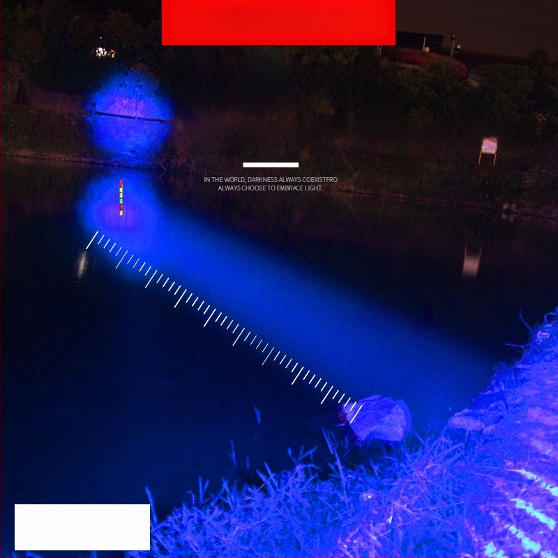 LED horgász lámpa négy fényforrással, zoomolható, 360°-os forgás, vízálló, maximális hatótávolság 200-500 m