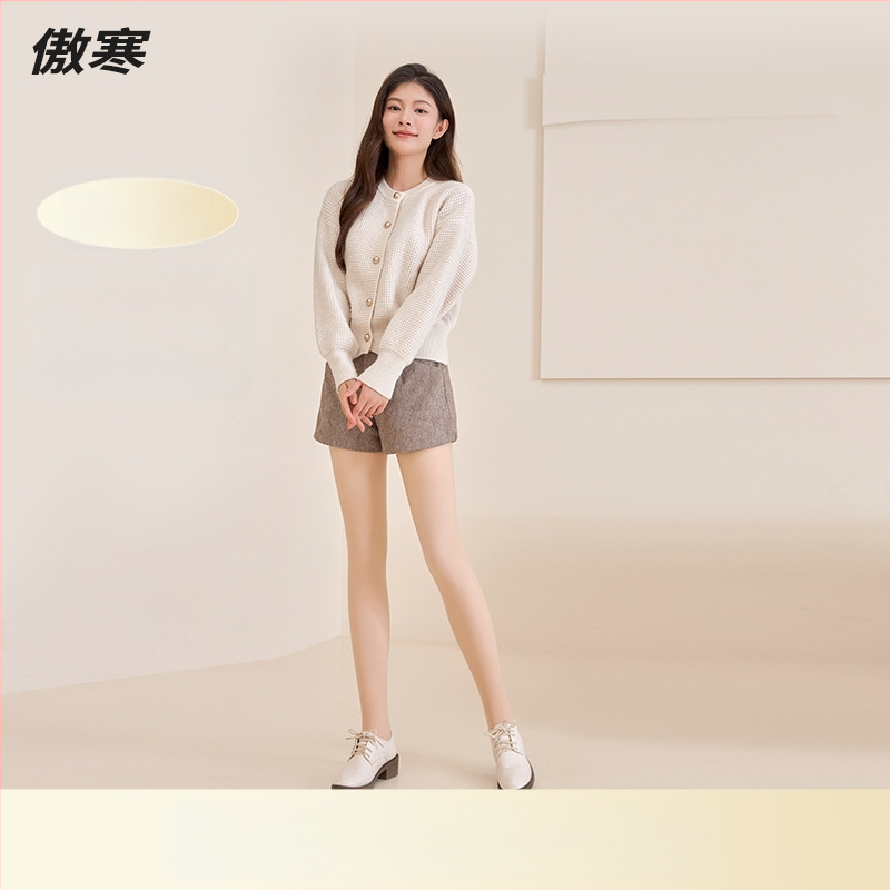 All-in-one чорапогащник с плюшена подплата, велурена материя, смес nylon/polyester/spandex, средна плътност, тънък силует, есенно-зимна употреба