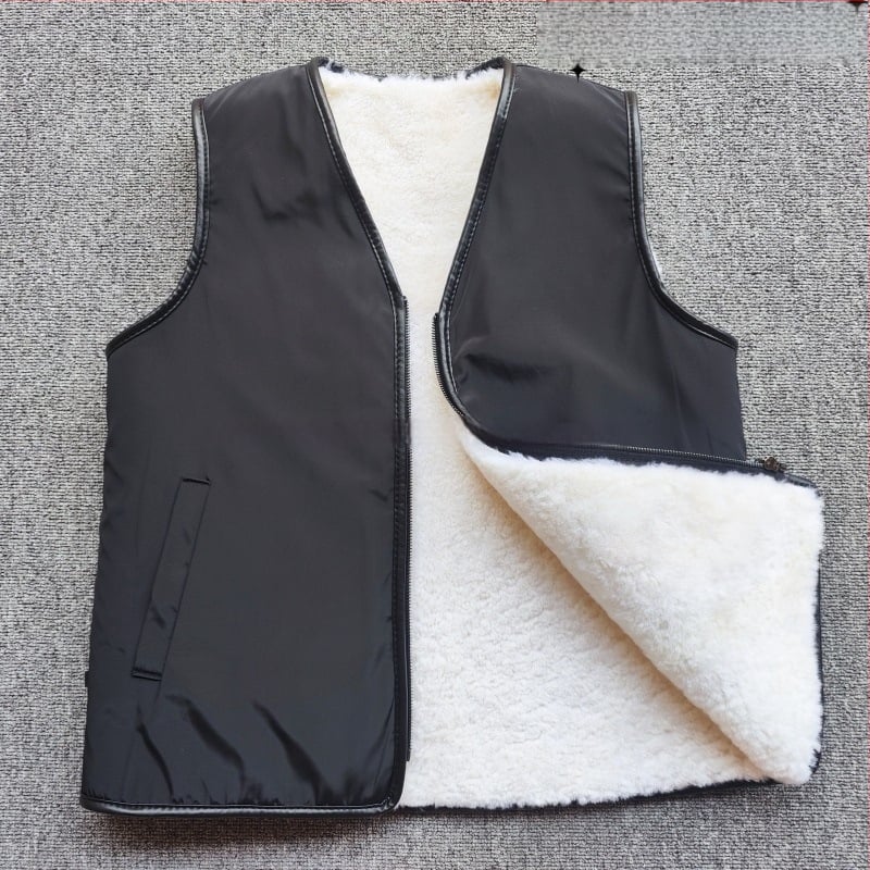 Жилет от зайче козина, качулка, V-образно деколте, едностранно закопчаване, зимна топлина