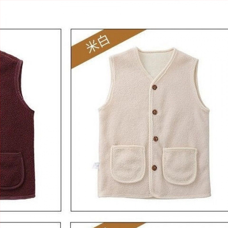 Женска жилетка с поларена подплата, поло яка, едно копче, стандартна дължина, материя chenille-спандекс