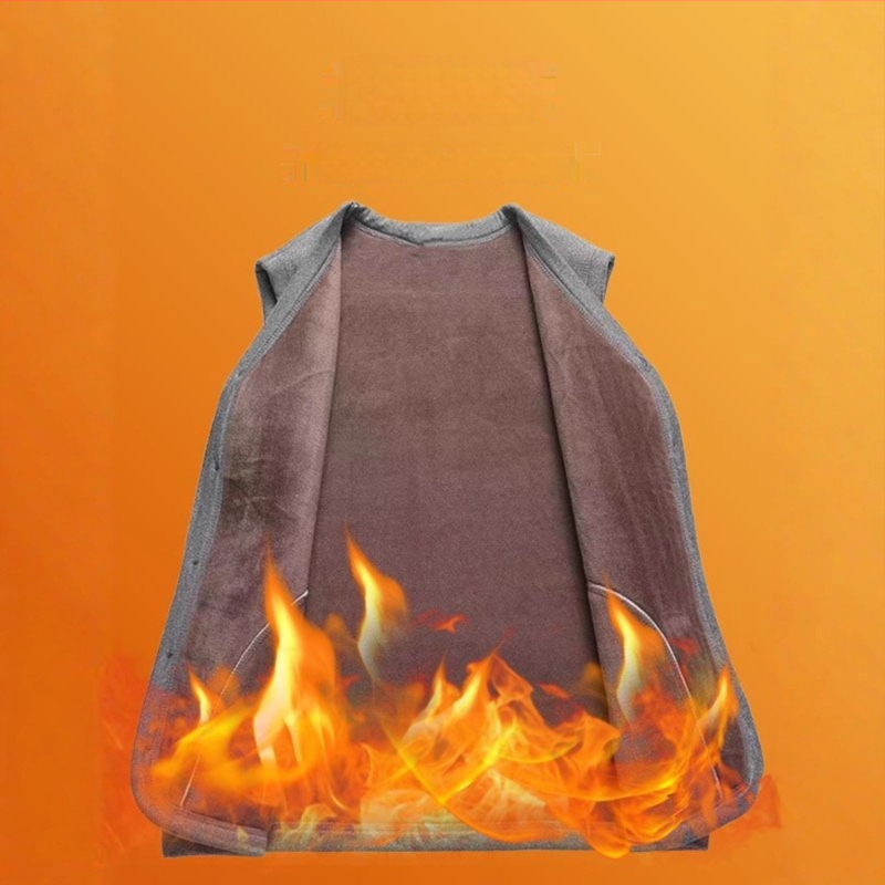 Мъжка жилетка с плюшено подплатяване, топла и квилтирана, V-образно деколте, едноредово копчане, странични джобове