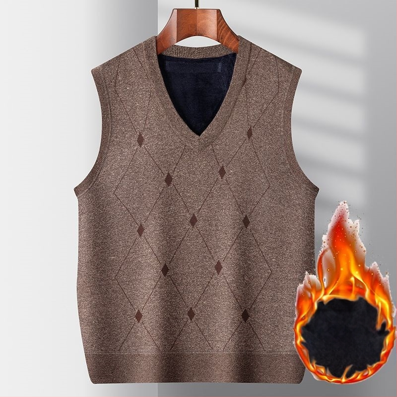 Качулеста жилетка с плътна плюшена материя (заешка коса), райета, V-образно деколте и двойно закопчаване