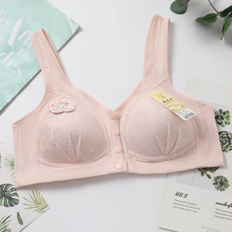 Дамски сутиен с предно закопчаване, дантелен, пълна чашка, тънък формован чашка, без метални пръстени, памучна подплата, фиксирани двойни презрамки, за възраст 40–60