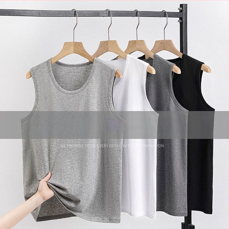 Безръкавна памучна тениска със свободна кройка, 100% памук, за възрастни мъже, лято