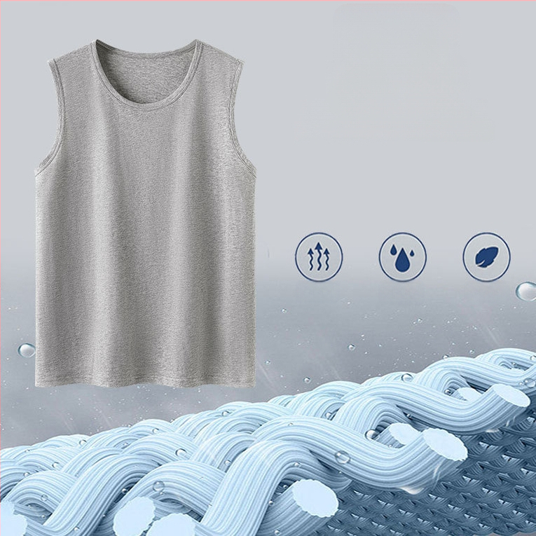 Безръкавна памучна тениска със свободна кройка, 100% памук, за възрастни мъже, лято