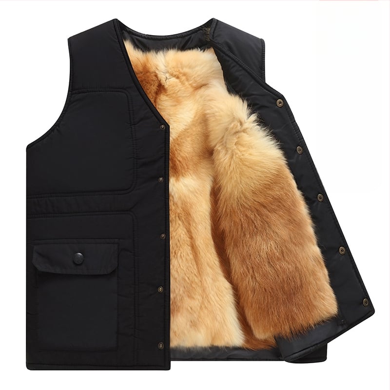 Мъжка памучна жилетка с качулка за зимата, удеблена за топлина