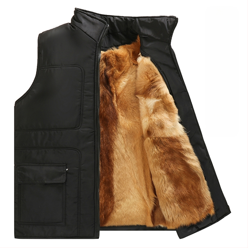 Мъжка памучна жилетка с качулка за зимата, удеблена за топлина
