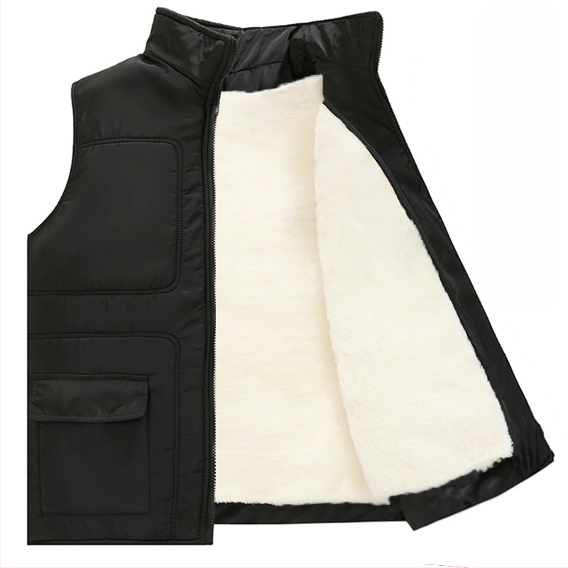 Мъжка памучна жилетка с качулка за зимата, удеблена за топлина