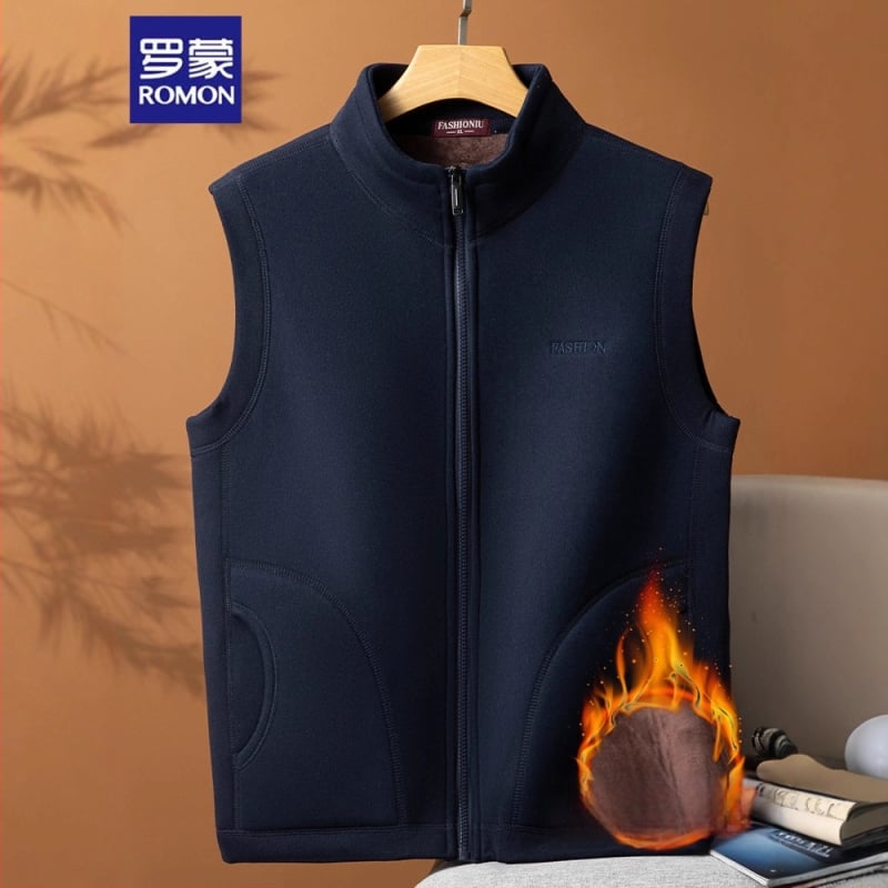 Мъжка жилетка с качулка, стояща яка и цип, свободен силует, зимен сезон