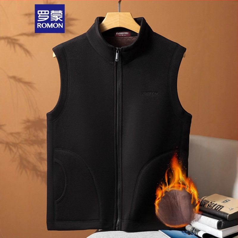 Мъжка жилетка с качулка, стояща яка и цип, свободен силует, зимен сезон